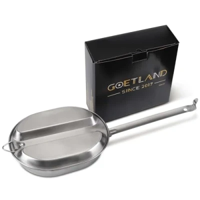 Image of Goetland 304 Stainless Steel US Military Mess Kit Plate Set GI Type Outdoor Camping Hiking Picnic BBQ Beach
