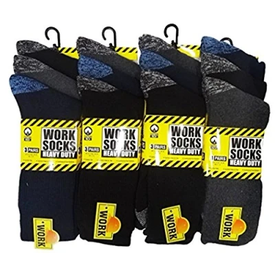 Image of 12 Pairs Men&#039;s work socks Re inforced heel &amp; Toe 6 11 /gents boot welly walking