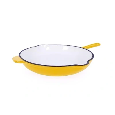 Image of ECHTWERK Cast Iron Frying Pan with Enamel Coating, Pan, Oven Two Handles and Spout, Suitable for Ovens, Grills, BBQ Induction Cookers, Diameter 26.5 cm, Yellow