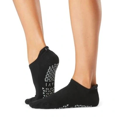 Image of 1 Pair Black Full Front Grip Yoga Organic Cotton Socks Ladies 3 5.5 Tavi Noir