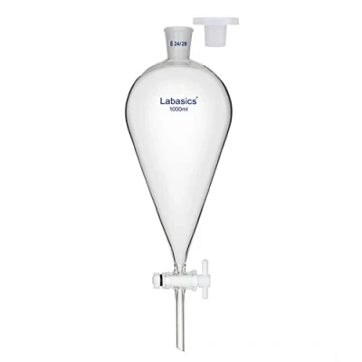 Image of Labasics Conical Separatory Funnel, 60 ml Heavy Wall Borosilicate Glass Separating Funnel with 24/29 Joints and PTFE Stopcock