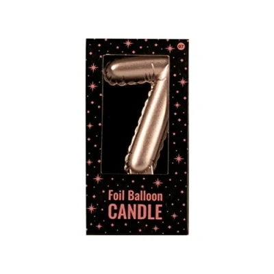 Image of PD Party 7060007 Foil Balloon Candles Birthday Cake Decorations 7, Rose, 10cm Length x 5.5cm Width 1.5cm Height