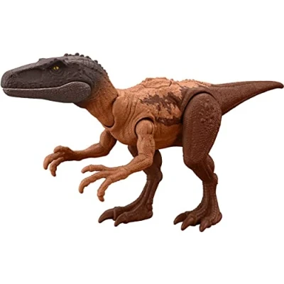 Image of Jurassic World Strike Attack Dinosaur Figure Herrerasurus with Movable Joints &amp; Single Feature, Toy Gift Physical Digital Play