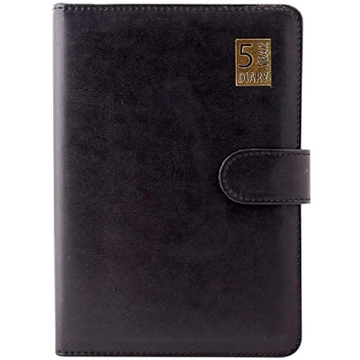 Image of A5 Size 5 Year Undated Leatherette Padded Diary Magnetic Closure by GOOD4ALL (Black)