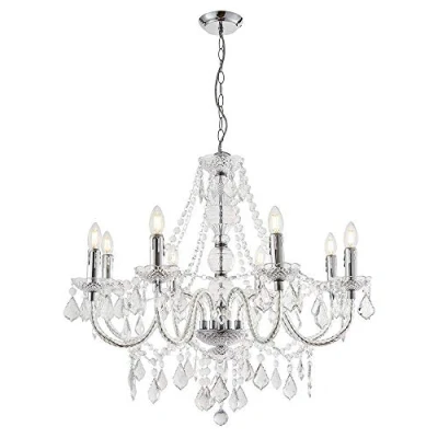 Image of Clarence 8 Light Chandelier Acrylic &amp; Chrome Finish, E14