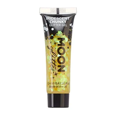 Image of Iridescent Chunky Face &amp; Body Glitter Gel by Moon Yellow Cosmetic Festival Paint for Face, Body, Hair, Nails 12ml