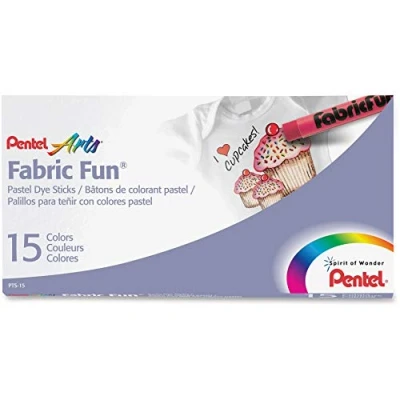 Image of Pentel Fabric Fun Pastel Dye Sticks, Multi Colour, 15 Count (Pack of 1)