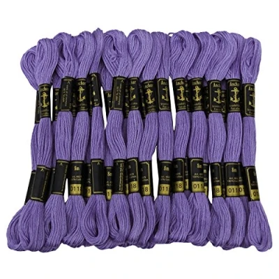 Image of Anchor Hand Cross Stitch Stranded Cotton Embroidery Thread Floss Pack of 25 Skeins Lavender