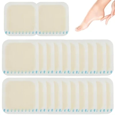 Image of 20 Pieces Blister Plasters for Feet Hydrocolloid Plaster Bandages Gel Cushion Pads Sterile Adhesive Wound Dressing Heel Foot Toe Toes and Guard Skin (Square)