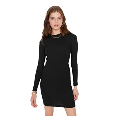 Image of Trendyol Women Mini Bodycone Slim fit Knitted Dress Schwarz