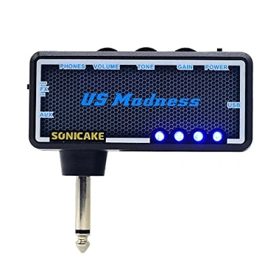 Image of SONICAKE US Madness Plug In USB Chargable Portable Pocket Guitar Bass Headphone Amp Carry On Bedroom Effects