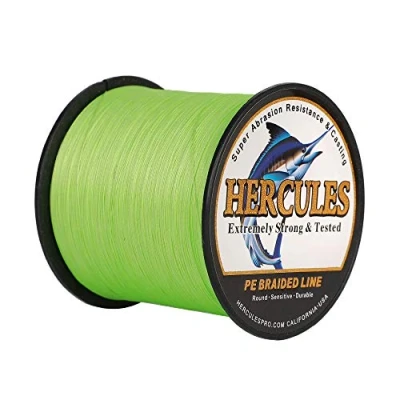 Image of Hercules Super Strong 500M 547 Yards Braided Fishing Line 70 LB Test for Saltwater Freshwater PE Braid Fish Lines 4 Strands Fluorescent Green, 70LB (31.8KG), 0.44MM
