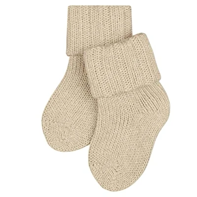 Image of FALKE Unisex Baby Flausch B SO Wool Cotton Plain 1 Pair Socks, Beige (Sand Melange 4650), 6 12 months