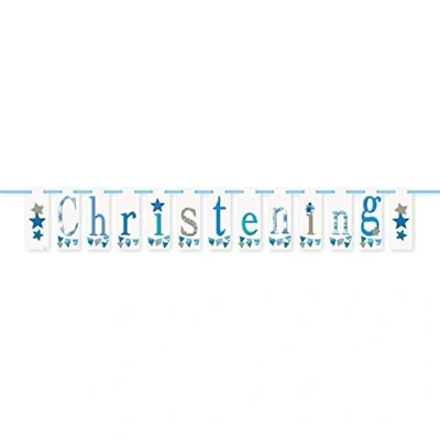 Image of Blue Bunting Christening Block Banner (2.1 meters) 1 Piece Premium Celebration for Baptism &amp; Christian Events