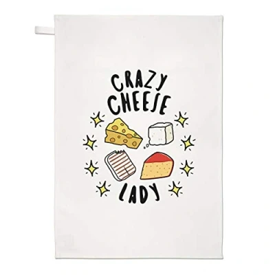Image of Crazy Cheese Lady Stars Tea Towel Dish Cloth