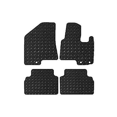 Image of Lusso Floor Carpet Mats for Car Tailored/Compatible to Fit Hyundai ix35 2010 2016 Heavy Duty 3mm Rubber 4 Piece Set (Black Edging)