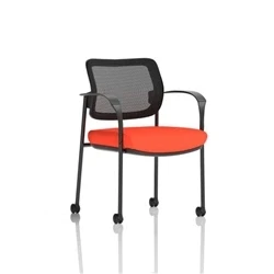 Image of Brunswick Deluxe Mesh Back Black Frame Seat Orange With Arms/Castors