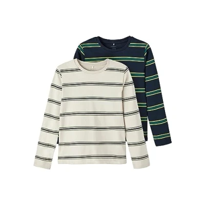 Image of NAME IT Boy&#039;s Nkmtrello Ls Top 2p Noos Long Sleeved Shirt, Dark Sapphire/Pack:Packed W. Moonbeam, 158 164 cm