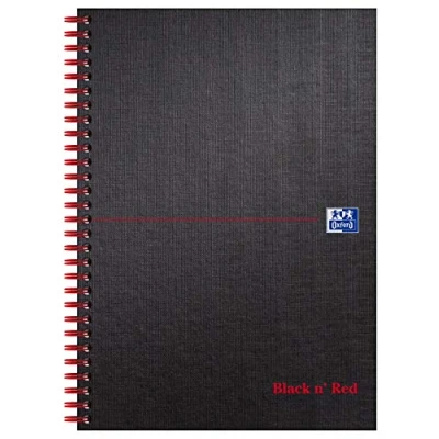 Image of Oxford Black n&#039; Red B5 Wirebound Hardback Ruled and Perforated Notebook Matt