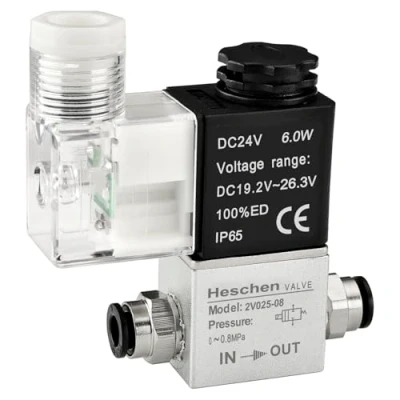 Image of Heschen Electrical Pneumatic Solenoid Valve 2V025 08 24VDC PT1/4 2/2 Way Normally Closed CE IP65