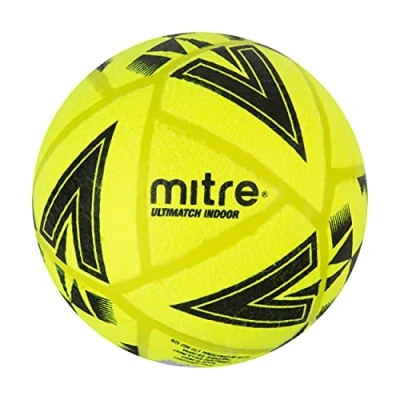 Image of Mitre Ultimatch Indoor Football, Shape Retention, Ball, Yellow/Black, 1