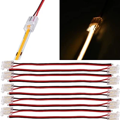 Image of Boarda 8mm with COB LED Strip Connectors,10Pcs 2 Pin to Wire Connector +Cable for Single Lights (8MM, One Connector+15CM Cable)