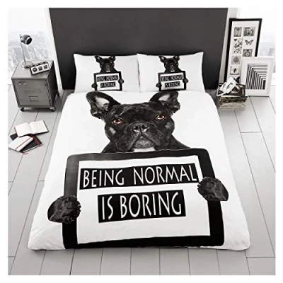 Image of GC GAVENO CAVAILIA 3D Animal Print Duvet Cover, Polycotton Bedding Sets, Wildlife Quilt Bed Covers, Bull Dog, Single