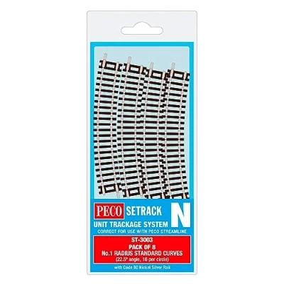 Image of Peco N Set Track 8 X St 3 No.1 Radius Standard Curve, 228Mm