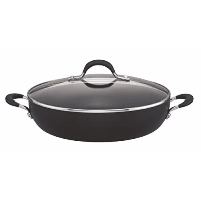 Image of Circulon Momentum Shallow Casserole Dish with Lid, 30cm Hob to Oven Dishes, &amp; Dishwasher Safe, Metal Utensil Safe Durable Cookware, Black Saute Pan