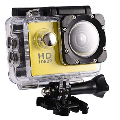 Image of Bindpo Mini Sports DV Camera, 1080P Full HD LCD Waterproof Action Camera 30m Outdoor Sport Camcorder with Mounting Accessories Kits (Yellow)