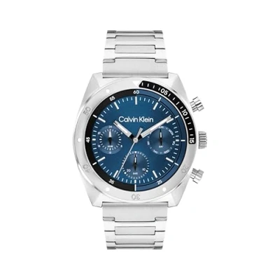 Image of Calvin Klein FLEX Chronograph watch silvercoloured/blue, Men&#039;s, Size: One Size, Silver coloured/blue