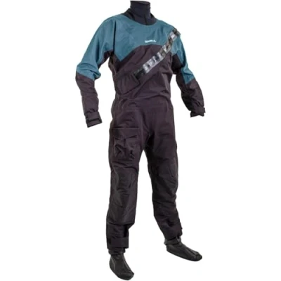 Image of Gul Junior Dartmouth Eclip Zip Drysuit Dry Suit &amp; Underfleece Black Blue 3 Layer Waterproof Sprayproof
