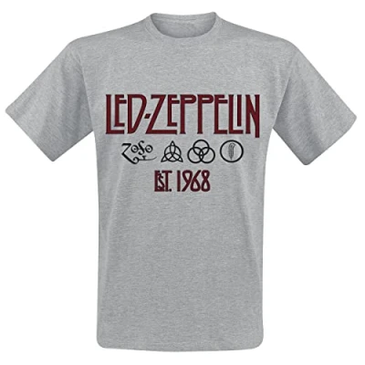 Image of Led Zeppelin Symbols Est. 1968 Men T Shirt Mottled Grey XXL, 90% Cotton, 10% Polyester, Regular