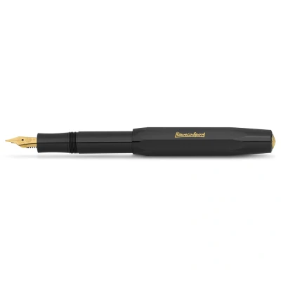 Image of Kaweco CLASSIC Sport Fountain Pen Black with 23 Carat Gold Plated Steel Nib and Iridium Tip for Ink Cartridges I 13 cm Nib: EF (Extra Fine)