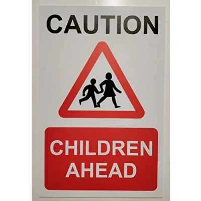 Image of Caution children ahead Safety sign 1mm Plastic (400mm x 300mm)