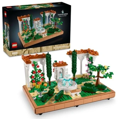 Image of LEGO Icons Fountain Garden Building Set, Home and Office Decor Model Kit for Adults to Build, with Cypress Trees, Grapevines, Flowers Animal Figures, Gifts Women &amp; Men 10359