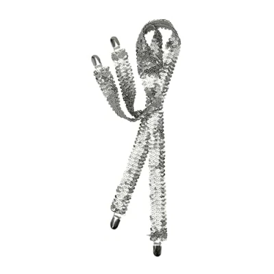 Image of Bristol Novelty BA1028 Suspenders Braces Unisex Silver Sequin, Mens, Solid, One Size