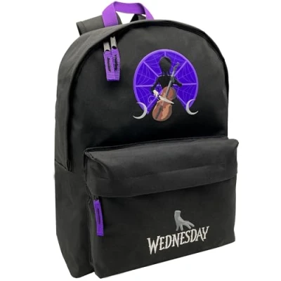 Image of TOYBAGS Unisex Kid&#039;s Wednesday American School Backpack, Black/White, 43 x 31 13.5 cm