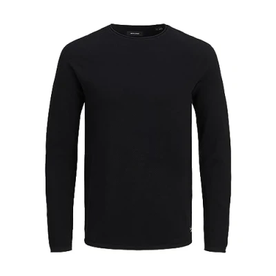 Image of Jack &amp; Jones Men&#039;s Jjehill Knit Crew Neck Noos, Black, XS UK