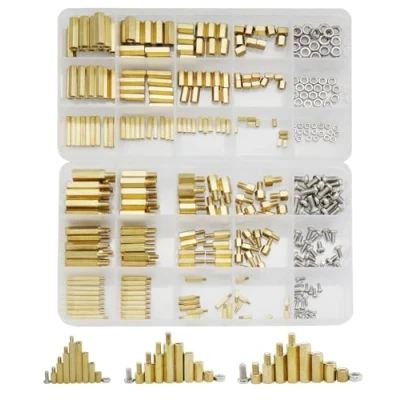 Image of 360Pcs M2 M3 M4 Male Female Brass Spacer Standoff Screw Nut Assortment Kit with Box