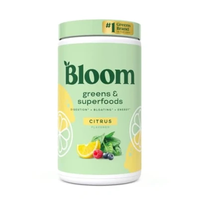 Image of Bloom Nutrition Super Greens Powder Smoothie &amp; Juice Mix Probiotics for Digestive Health Bloating Relief Women, Enzymes with Spirulina Chlorella Gut (Citrus)