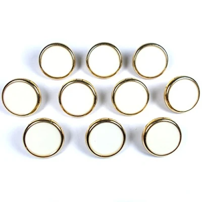 Image of Dress Shirt Round Enamelled Buttons 10mm Wide Pack of 10 (Gold with White)
