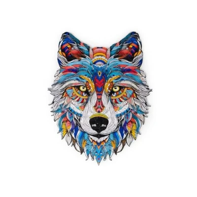 Image of Recent Toys RT5200 Jigsaw Wolf for Adults and Kids.170 Puzzle, Large Size 28 x 36 cm with Unique Shaped Pieces. Includes Wooden Storage Gift Box Stand