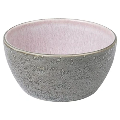Image of BITZ Bowl, Cereal Snack Bowl Made of Stoneware, 12 cm in Diameter, Grey/Light Red