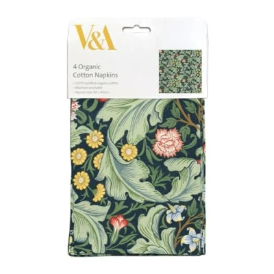 Image of Museums &amp; Galleries Cloth Napkins Set of 4 Organic Cotton V&amp;A Design Floral Leicester Wallpaper by J.H. Dearle Reusable Tableware