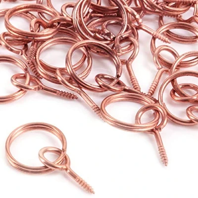Image of 25x Copper Picture Frame Screw Eye Rings Ideal for Hanging Frames