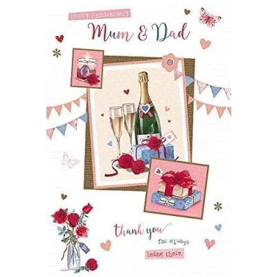 Image of Wishing Well Studios Greetings Card Anniversary Mum and Dad