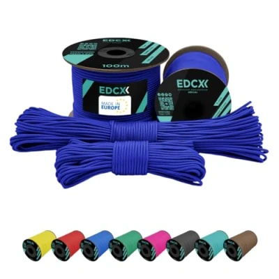 Image of EdcX 2 mm Nylon Paracord 275 (15, 30, 50 and 100 m) 100% rope, 3 Strand cord, cord in Many Colours (Turquoise,