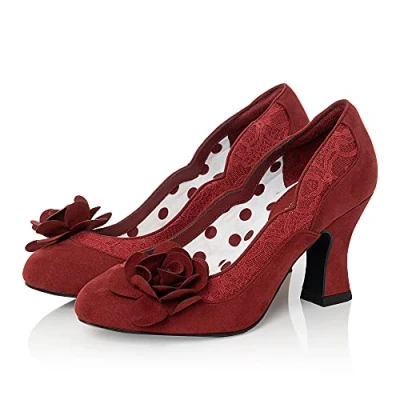 Image of Ruby Shoo Women&#039;s Crimson Chrissie Mid Heel Court Shoes UK 4