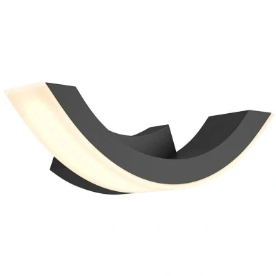 Image of Lucande Graphite coloured LED outdoor wall light Half